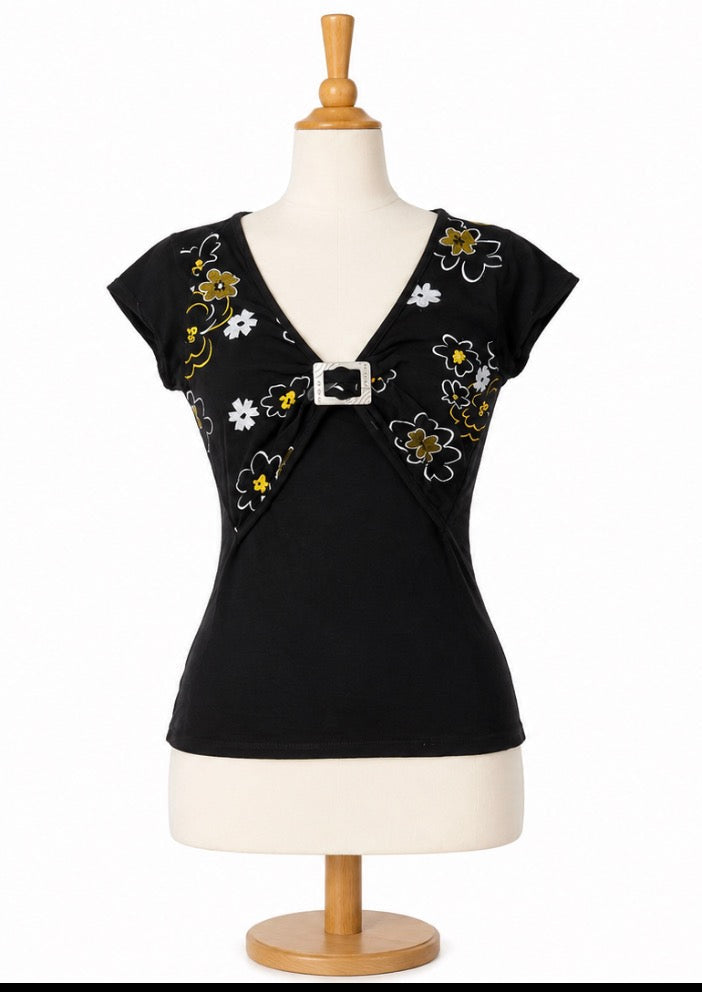 Vintage 2000s Floral Buckle Top